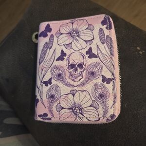 Macy's Pink and Purple Skull Floral Card Holder